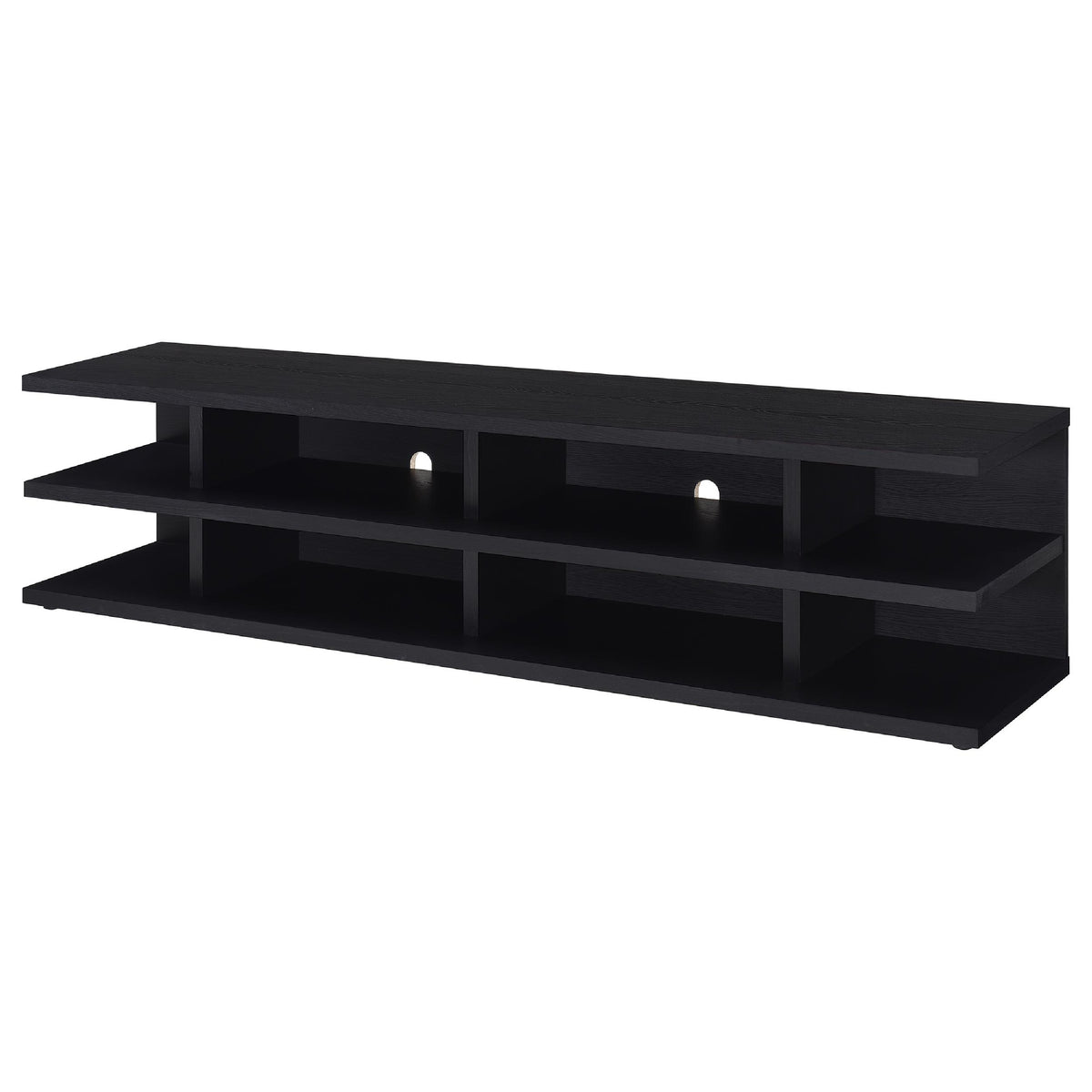 Carie TV Stand Media Console, 2-Tier Open Shelves, Black Wood 78 Inch - BM352623