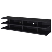 Carie TV Stand Media Console, 2-Tier Open Shelves, Black Wood 78 Inch - BM352623