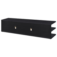 Carie TV Stand Media Console, 2-Tier Open Shelves, Black Wood 78 Inch - BM352623
