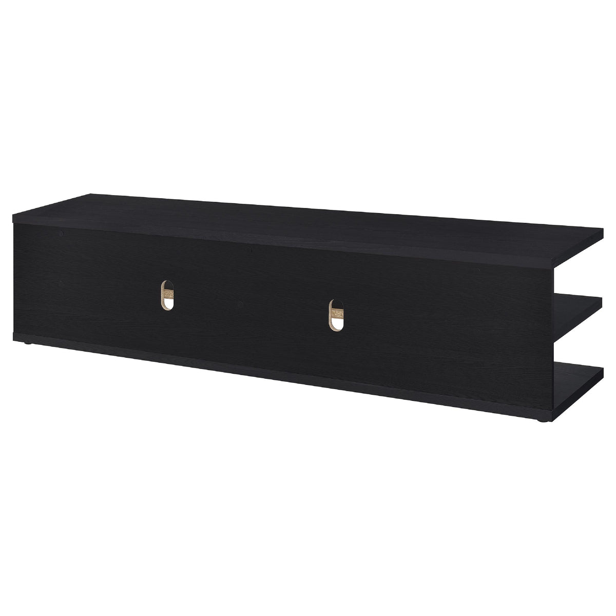 Carie TV Stand Media Console, 2-Tier Open Shelves, Black Wood 78 Inch - BM352623