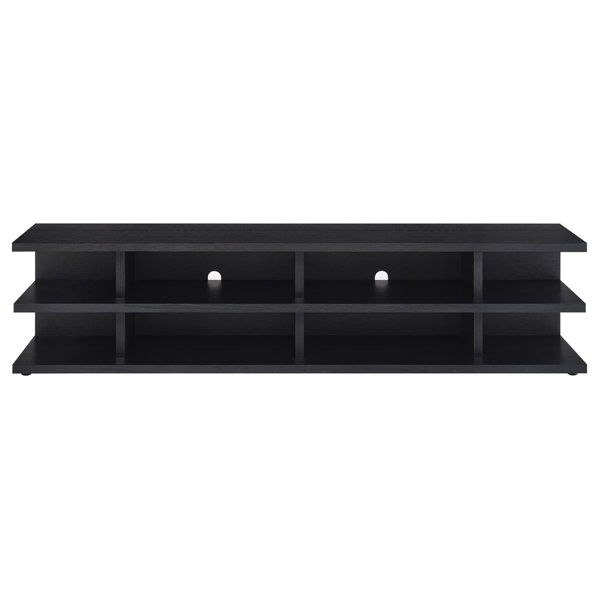 Carie TV Stand Media Console, 2-Tier Open Shelves, Black Wood 78 Inch - BM352623