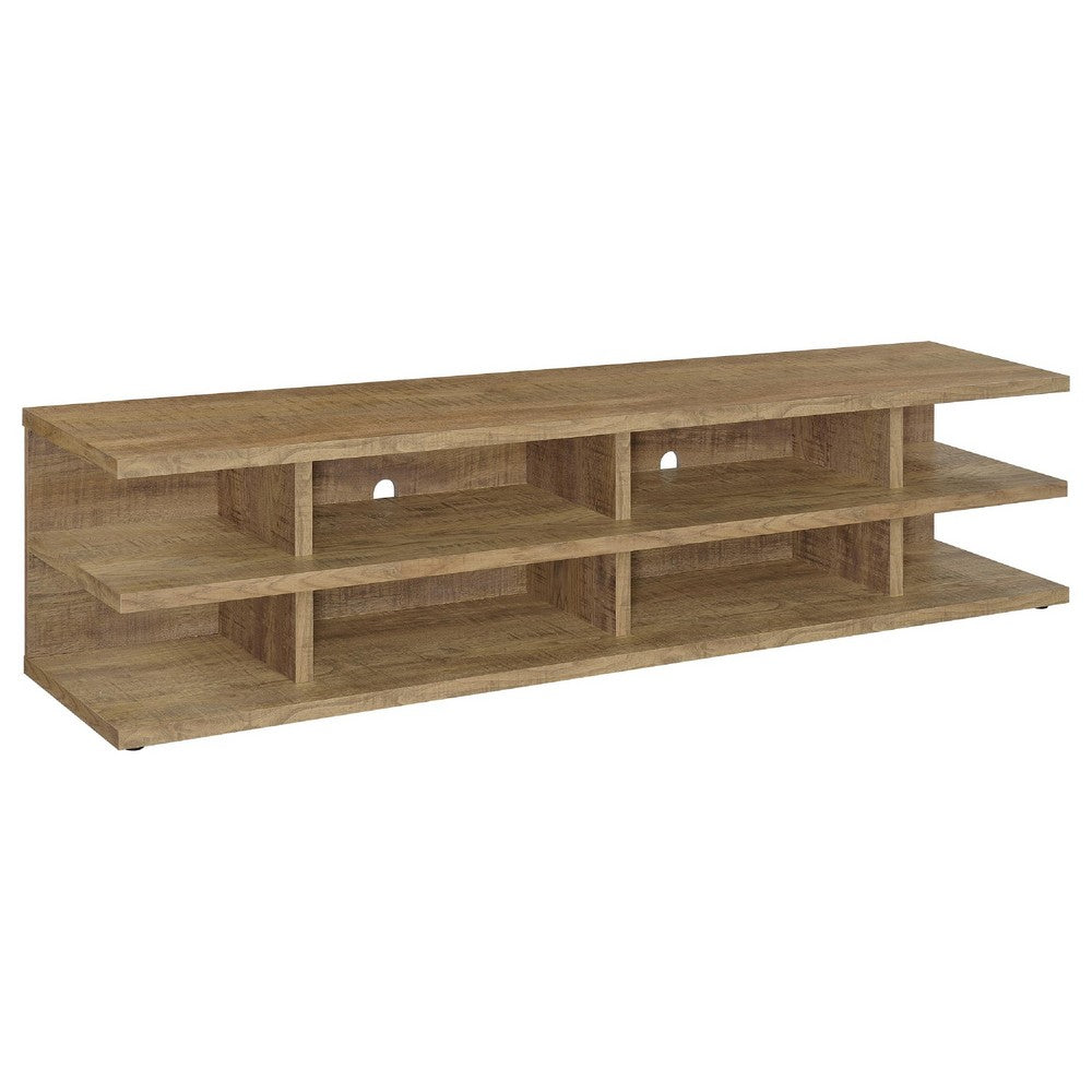 Carie TV Stand Media Console, 2-Tier Open Shelves, Mango Finish Wood - BM352624