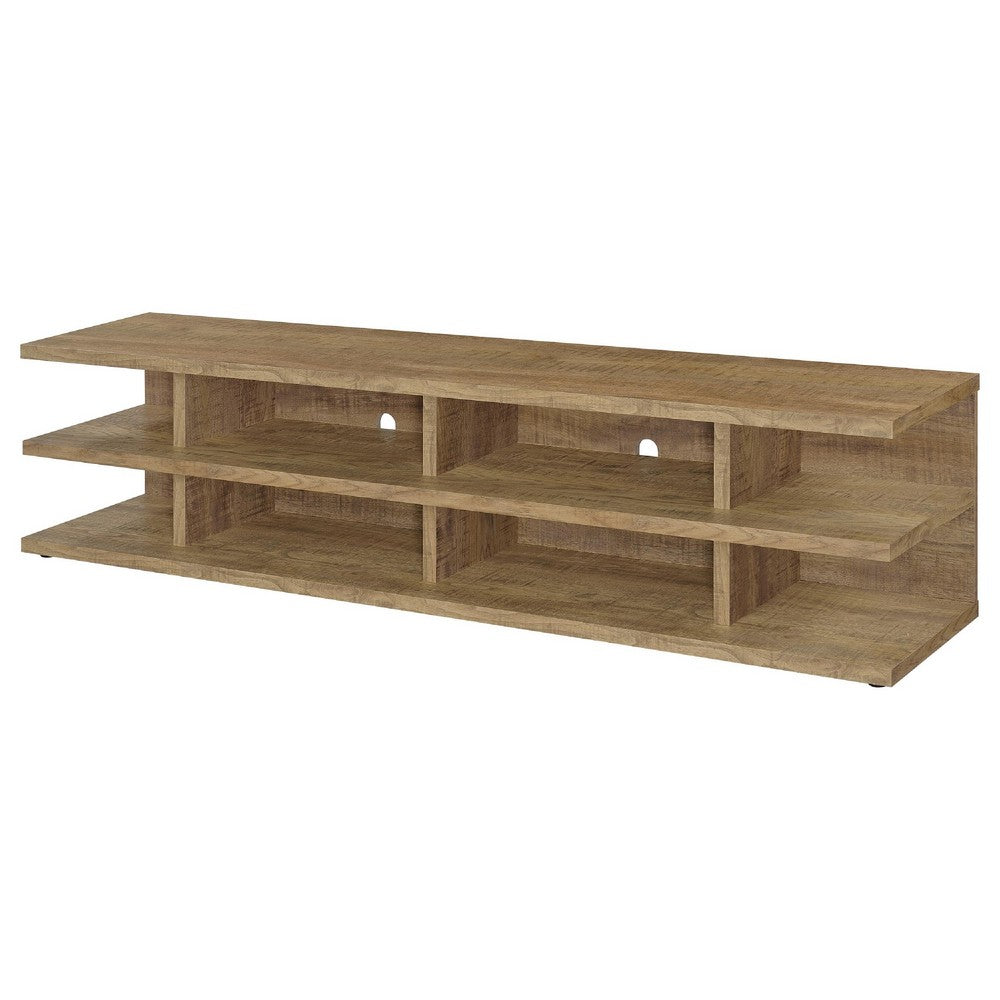 Carie TV Stand Media Console, 2-Tier Open Shelves, Mango Finish Wood - BM352624