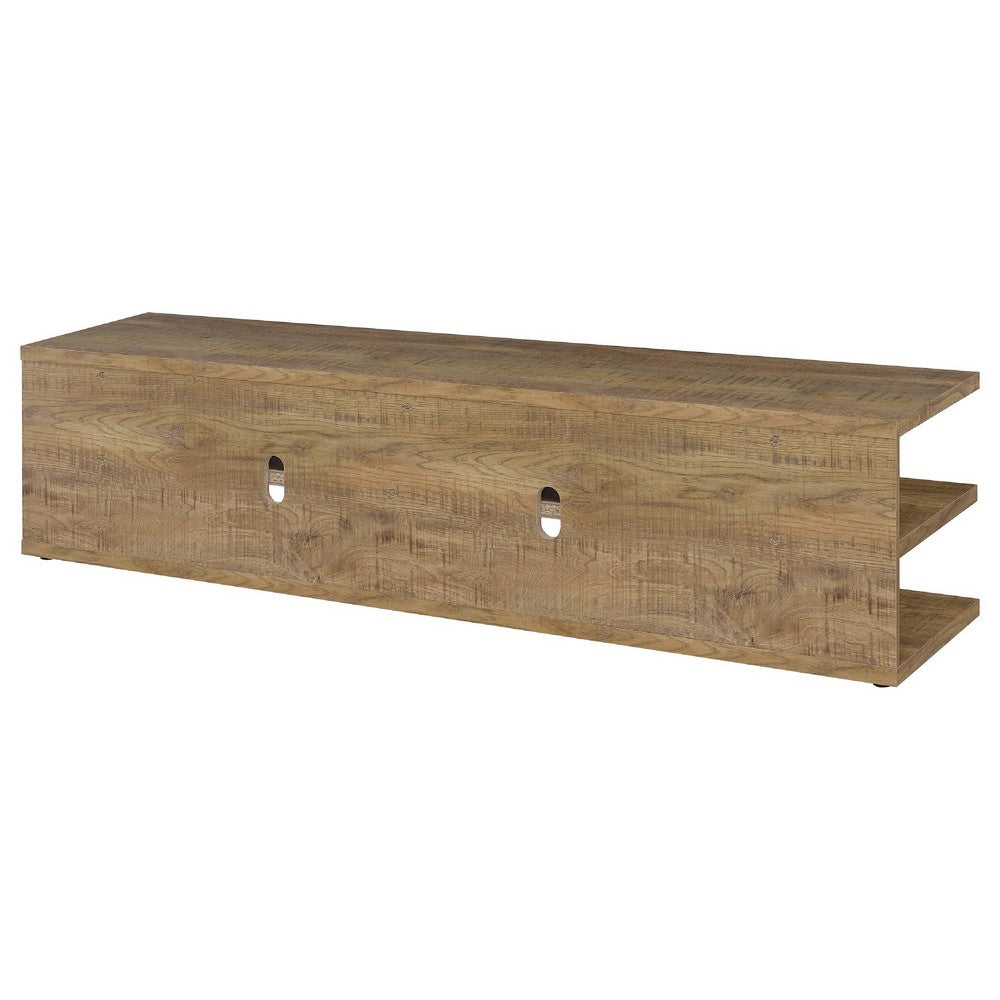 Carie TV Stand Media Console, 2-Tier Open Shelves, Mango Finish Wood - BM352624