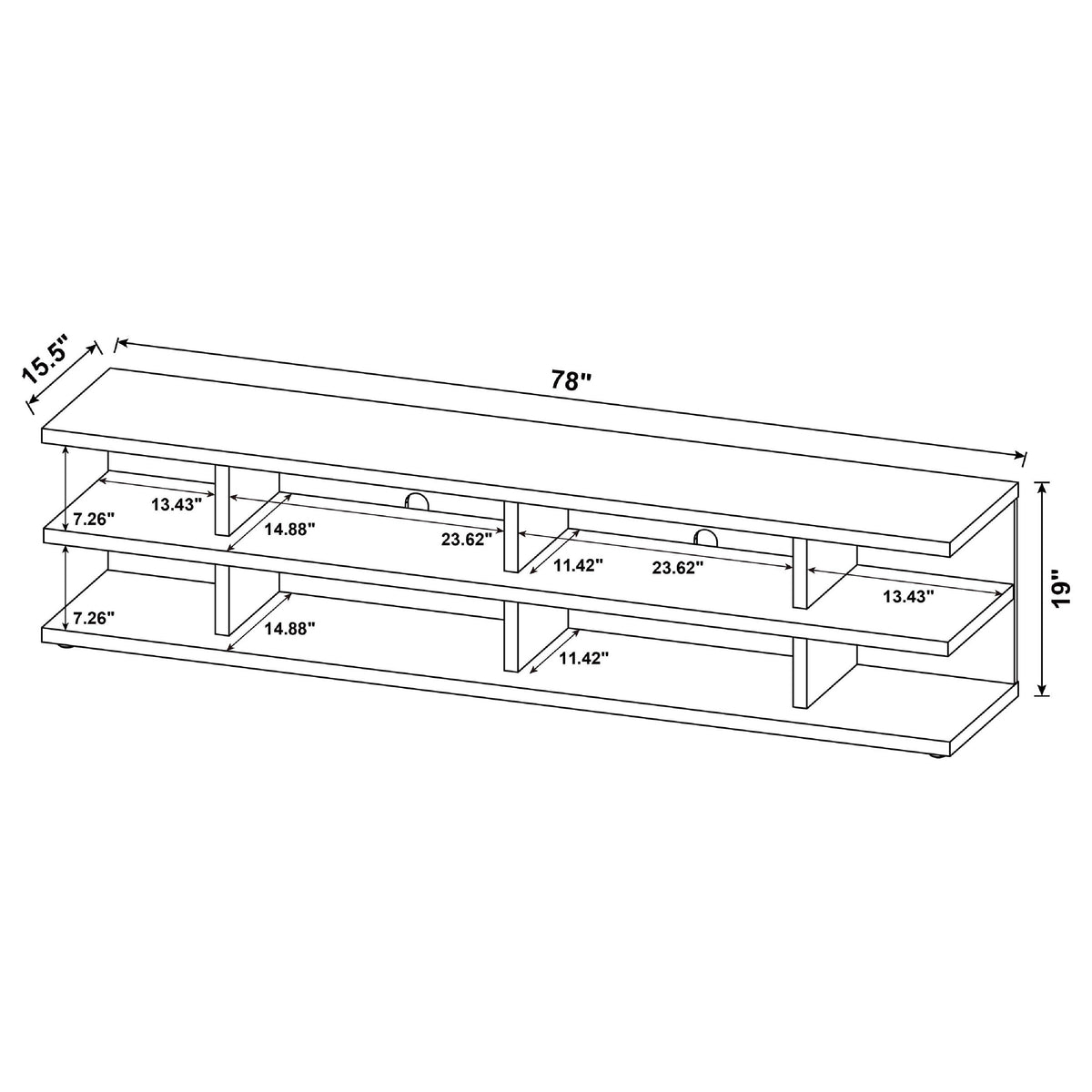 Carie TV Stand Media Console, 2-Tier Open Shelves, Mango Finish Wood - BM352624