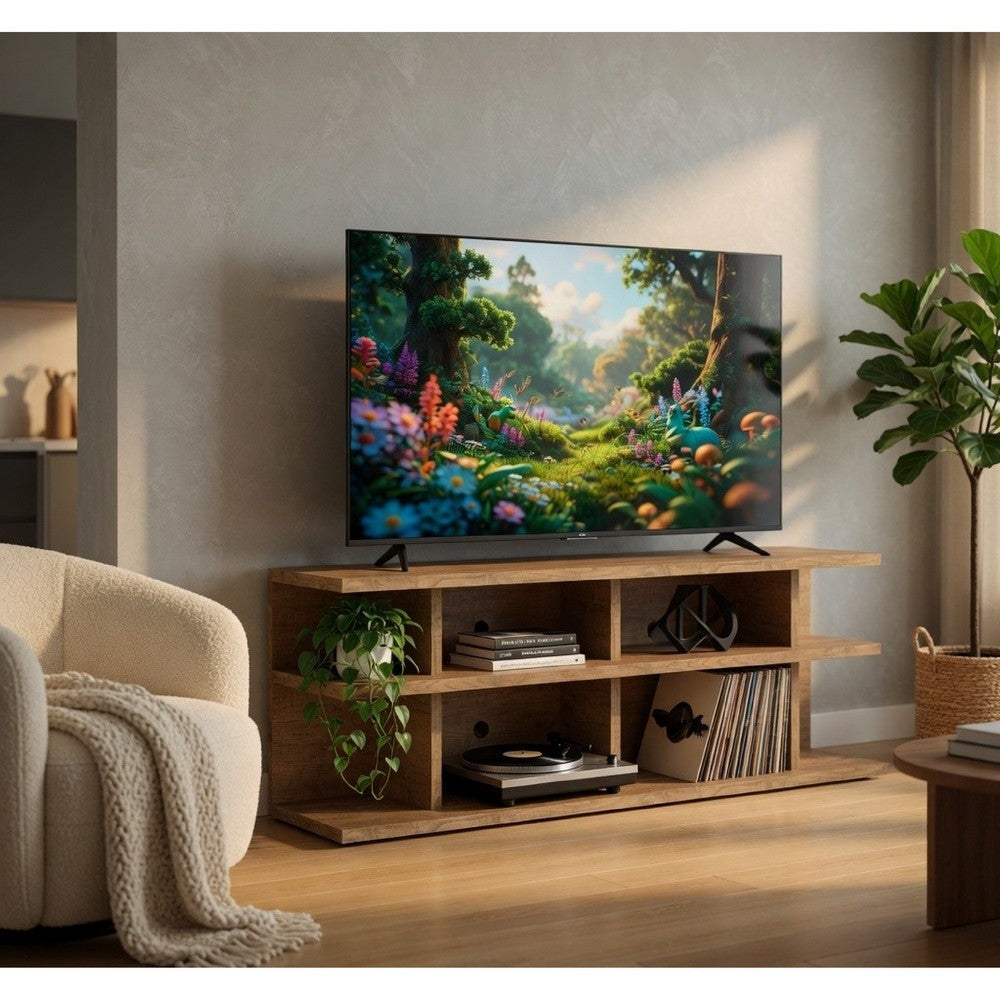 Carie TV Stand Media Console, 2-Tier Open Shelves, Mango Finish Wood - BM352624