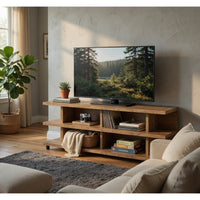 Carie TV Stand Media Console, 2-Tier Open Shelves, Mango Finish Wood - BM352624