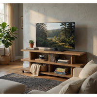 Carie TV Stand Media Console, 2-Tier Open Shelves, Mango Finish Wood - BM352624