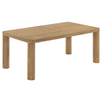 Givy Cocktail Coffee Table, Pillar-Style Legs, Light Oak Wood 47 Inch