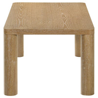 Givy Cocktail Coffee Table, Pillar-Style Legs, Light Oak Wood 47 Inch