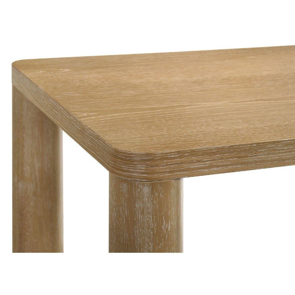 Givy Cocktail Coffee Table, Pillar-Style Legs, Light Oak Wood 47 Inch