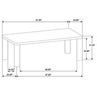 Givy Cocktail Coffee Table, Pillar-Style Legs, Light Oak Wood 47 Inch