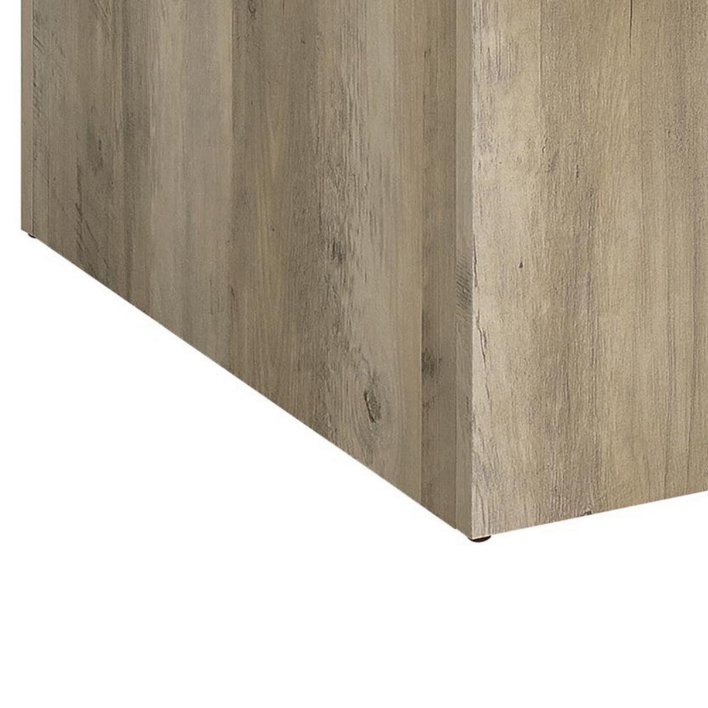 Darla Square Coffee Table, Block Style Base, Brown Wood 36 Inch