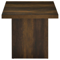 Darla Square Side-End Table, Block Style Base, Brown Wood 24 Inch