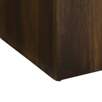 Darla Square Side-End Table, Block Style Base, Brown Wood 24 Inch