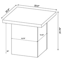 Darla Square Side-End Table, Block Style Base, Brown Wood 24 Inch