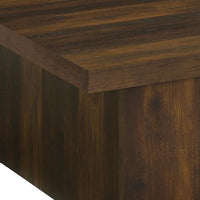 Darla Square Cocktail Coffee Table, Pedestal Base, Brown Wood 36 Inch