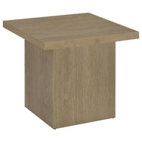 Darla Square Side-End Table, Block-Like Base, Latte Brown Wood 24 Inch