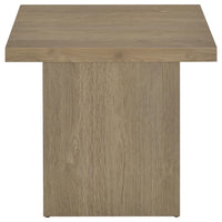 Darla Square Side-End Table, Block-Like Base, Latte Brown Wood 24 Inch