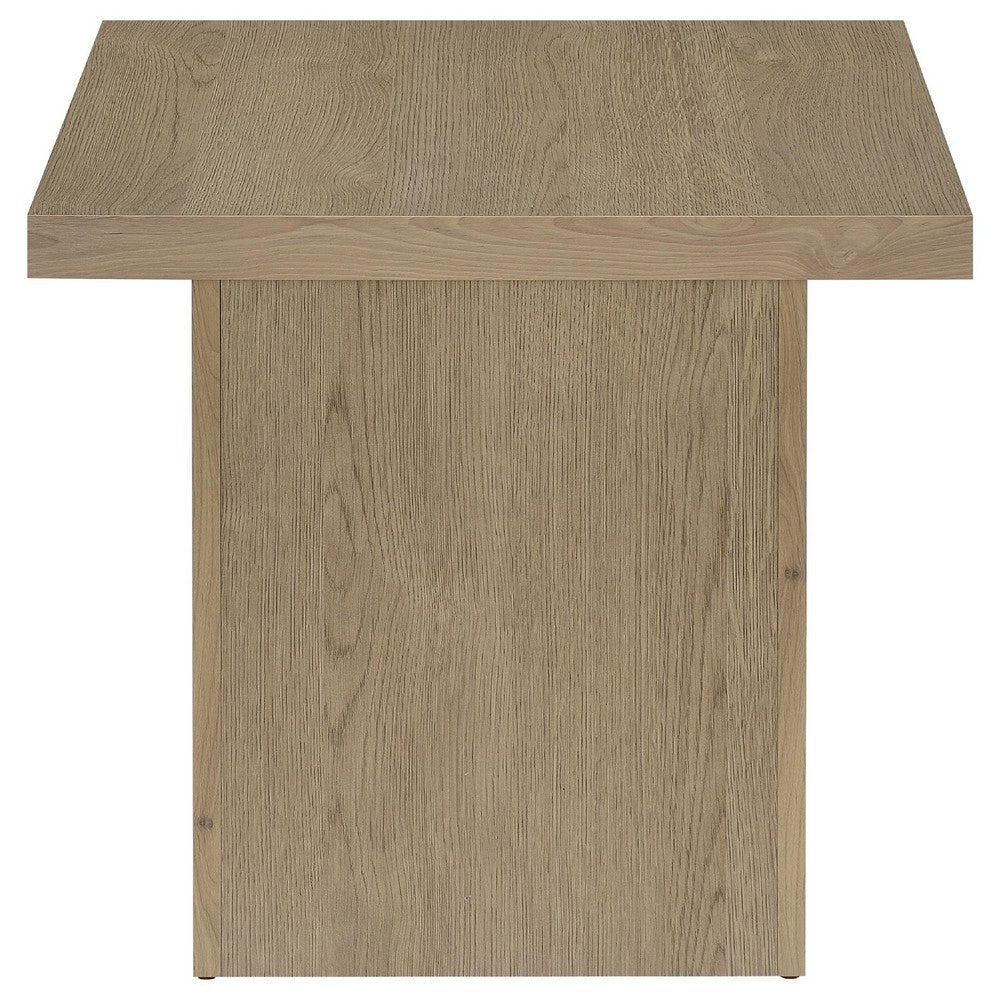 Darla Square Side-End Table, Block-Like Base, Latte Brown Wood 24 Inch
