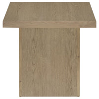 Darla Square Side-End Table, Block-Like Base, Latte Brown Wood 24 Inch