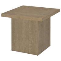 Darla Square Side-End Table, Block-Like Base, Latte Brown Wood 24 Inch