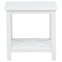 Yuzie Side End Table with Open Shelf, X-Side Frame, White Wood 20 Inch