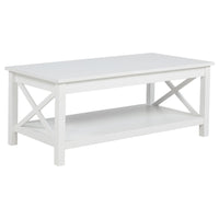 Yuzie Lift-Top Coffee Table w Hidden Storage and Shelf, White Wood 44 Inch