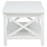 Yuzie Lift-Top Coffee Table w Hidden Storage and Shelf, White Wood 44 Inch