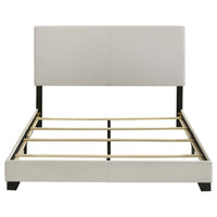 Desy Queen Panel Bed, Foam Headboard, Cream Upholstery, Modern Black