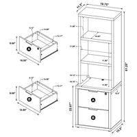 Park Bookcase with 3 Open Shelves, 2 Drawers, 61 Inch Natural Brown-BM352661