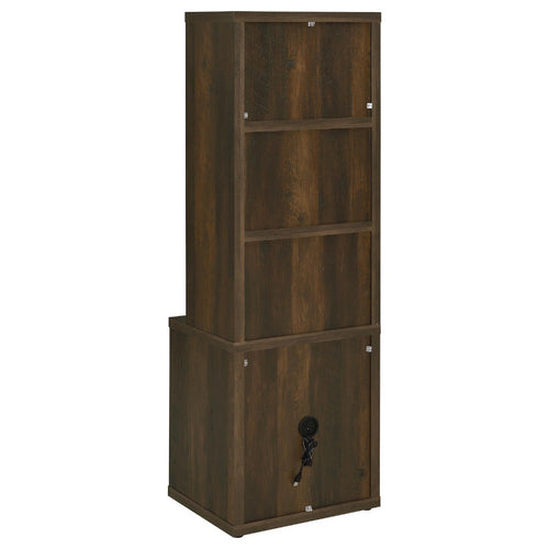 Park Bookcase with 3 Open Shelves, 2 Drawers, 61 Inch  Dark Pine Brown