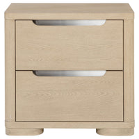 Saina Nightstand with 2 Drawers, Block Feet, Light Elm Wood 27 Inch