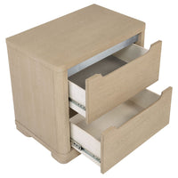 Saina Nightstand with 2 Drawers, Block Feet, Light Elm Wood 27 Inch