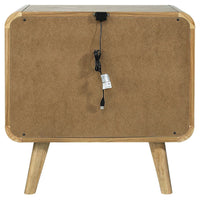 Ryb Nightstand with 2 Drawers, Curved Corners, Light Ash Wood 27 Inch