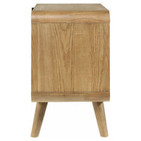 Ryb Nightstand with 2 Drawers, Curved Corners, Light Ash Wood 27 Inch