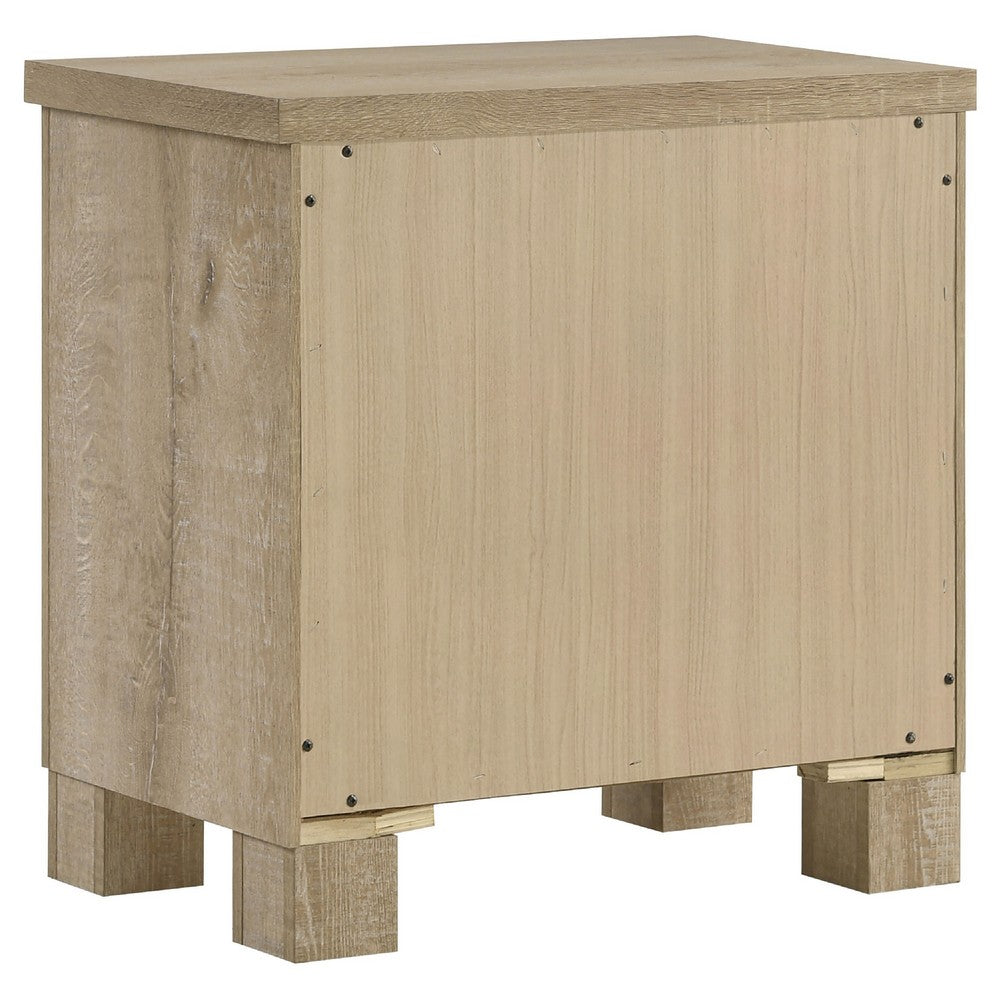 Tyna Nightstand with 2 Drawer, Black Metal, Weathered Oak Wood 26 Inch