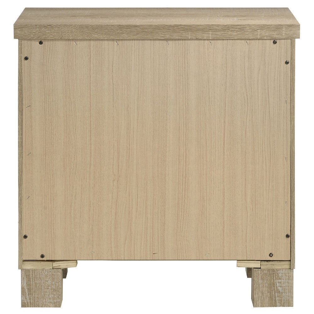Tyna Nightstand with 2 Drawer, Black Metal, Weathered Oak Wood 26 Inch