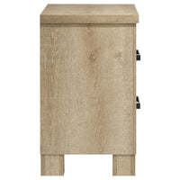 Tyna Nightstand with 2 Drawer, Black Metal, Weathered Oak Wood 26 Inch