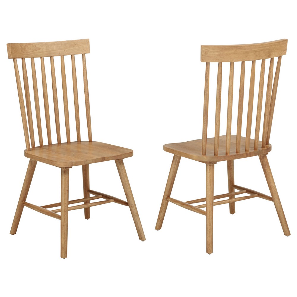 Andy Dining Side Chair Set of 2, Windsor Spindle Back, Light Ash Brown