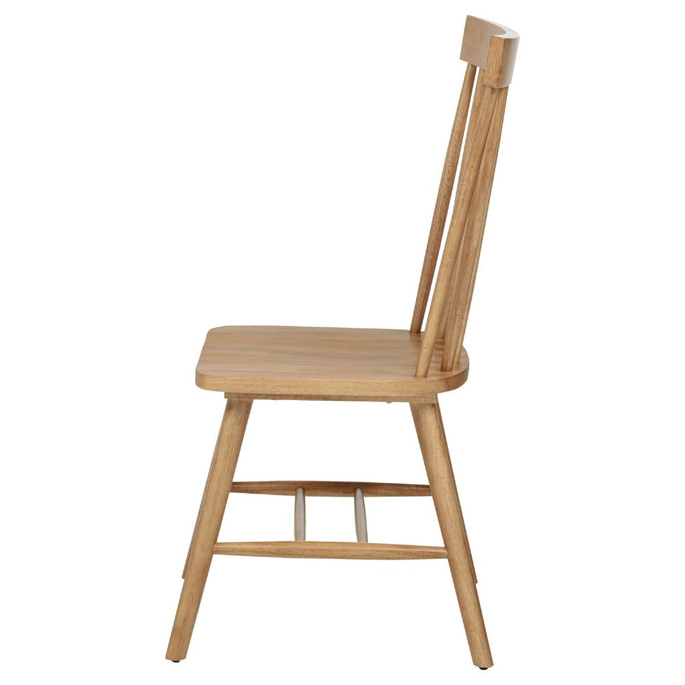 Andy Dining Side Chair Set of 2, Windsor Spindle Back, Light Ash Brown