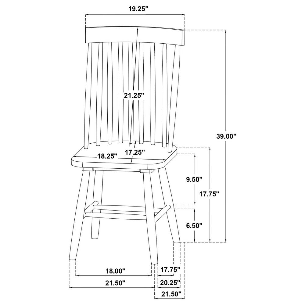 Andy Dining Side Chair Set of 2, Windsor Spindle Back, Light Ash Brown