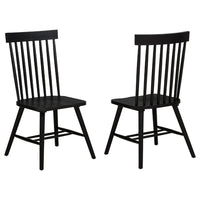 Andy Dining Side Chair Set of 2, Windsor Spindle Back, Black Wood