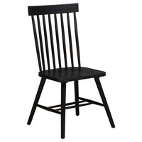 Andy Dining Side Chair Set of 2, Windsor Spindle Back, Black Wood
