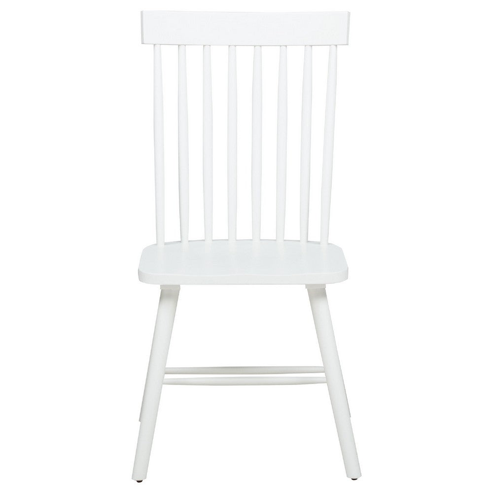 Andy Dining Side Chair Set of 2, Windsor Back, Scooped Seat, White Wood