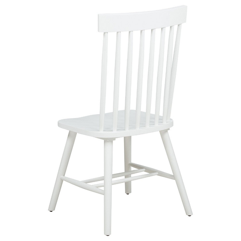 Andy Dining Side Chair Set of 2, Windsor Back, Scooped Seat, White Wood
