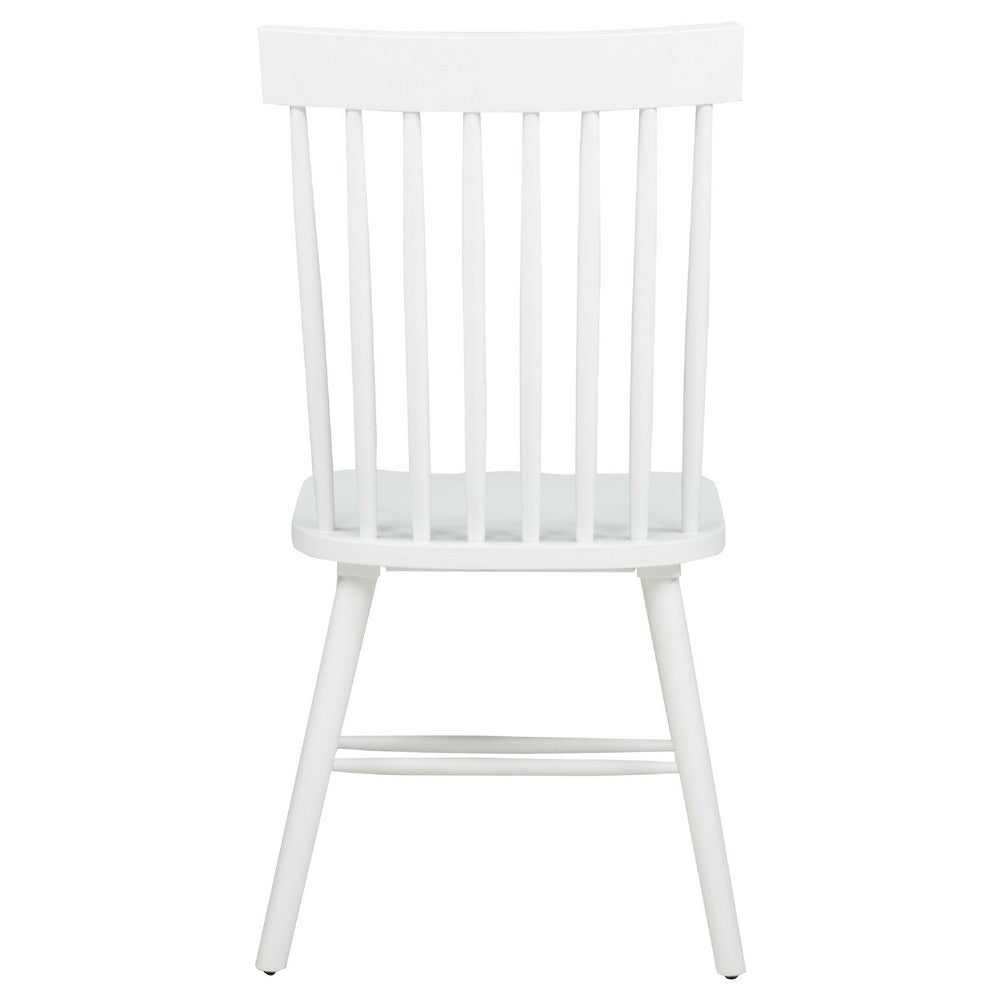 Andy Dining Side Chair Set of 2, Windsor Back, Scooped Seat, White Wood
