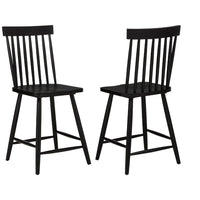 Andy Counter Height Chair Set of 2, Windsor Spindle Back, Black Wood-BM352783