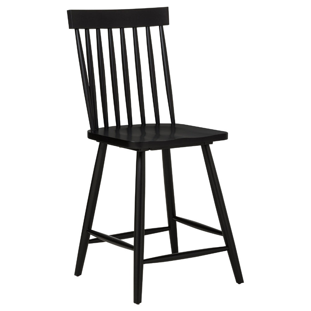 Andy Counter Height Chair Set of 2, Windsor Spindle Back, Black Wood-BM352783