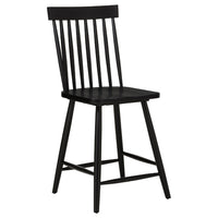 Andy Counter Height Chair Set of 2, Windsor Spindle Back, Black Wood-BM352783